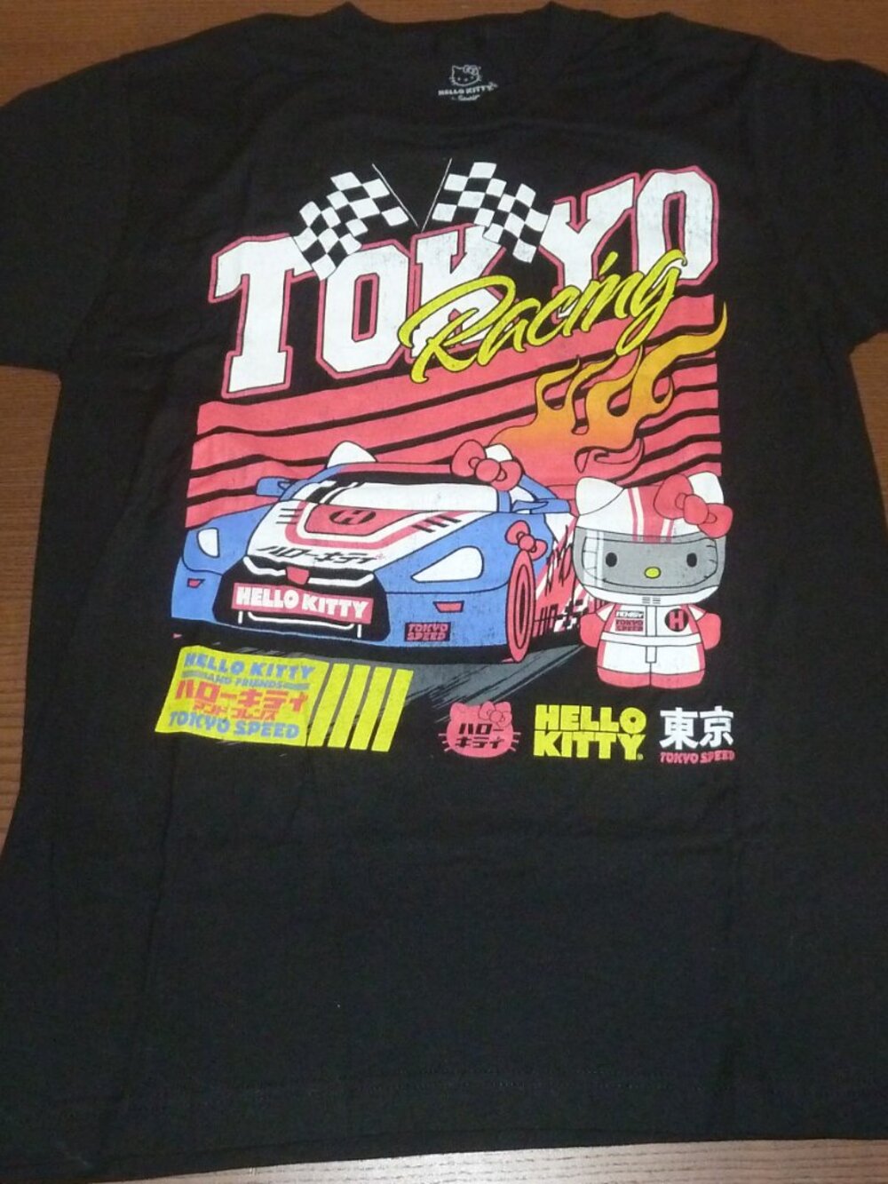 New Hello Kitty Car Tokyo Racing Black T-Shirt Size Medium